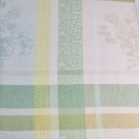 Martha Stewart Jacquard Easter Tablecloth Flowers and Plaids Pastel Color 60x84 - Picture 8 of 16